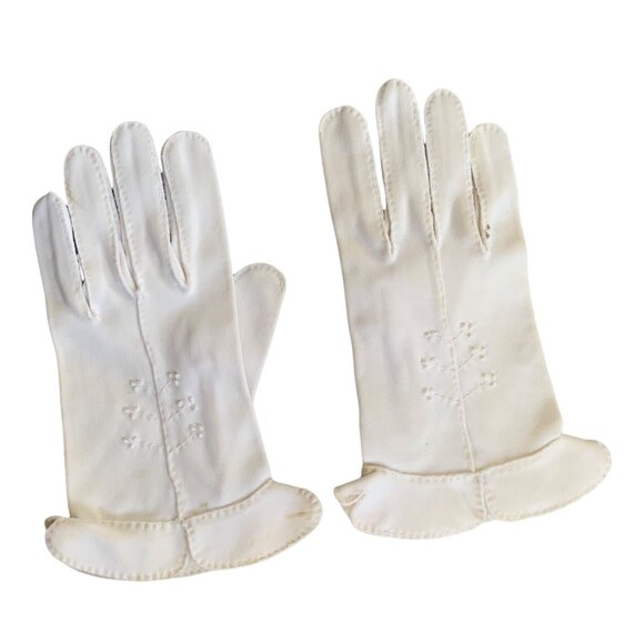 Vintage Girls Delicate Church Communion Purity Dainty Pointelle Gloves - Picture 2 of 8